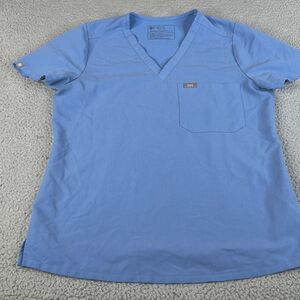 Figs Catarina Scrub Top Women S Blue One Pocket  V-Neck FW1000 Message Hospital